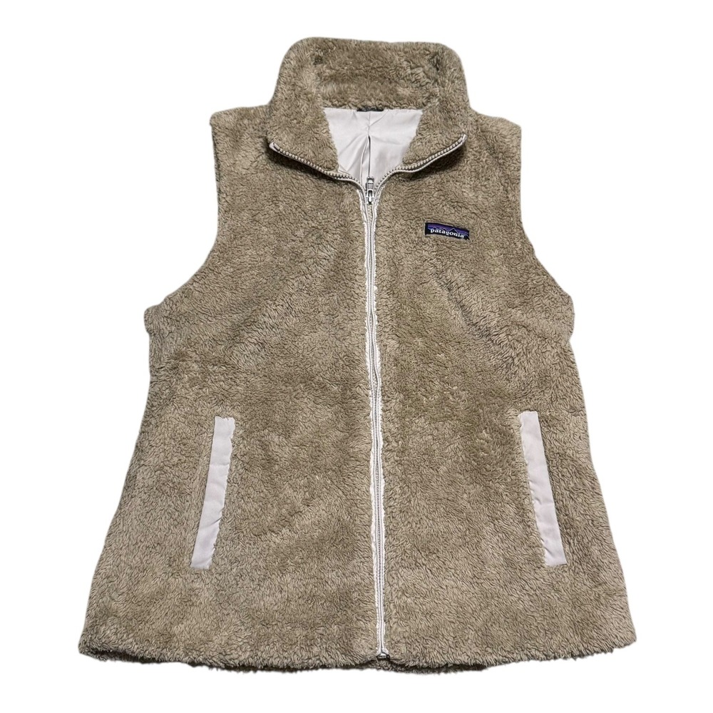 Patagonia Los Gatos Tan Full Zip Fleece Sherpa Vest Women's Small‎